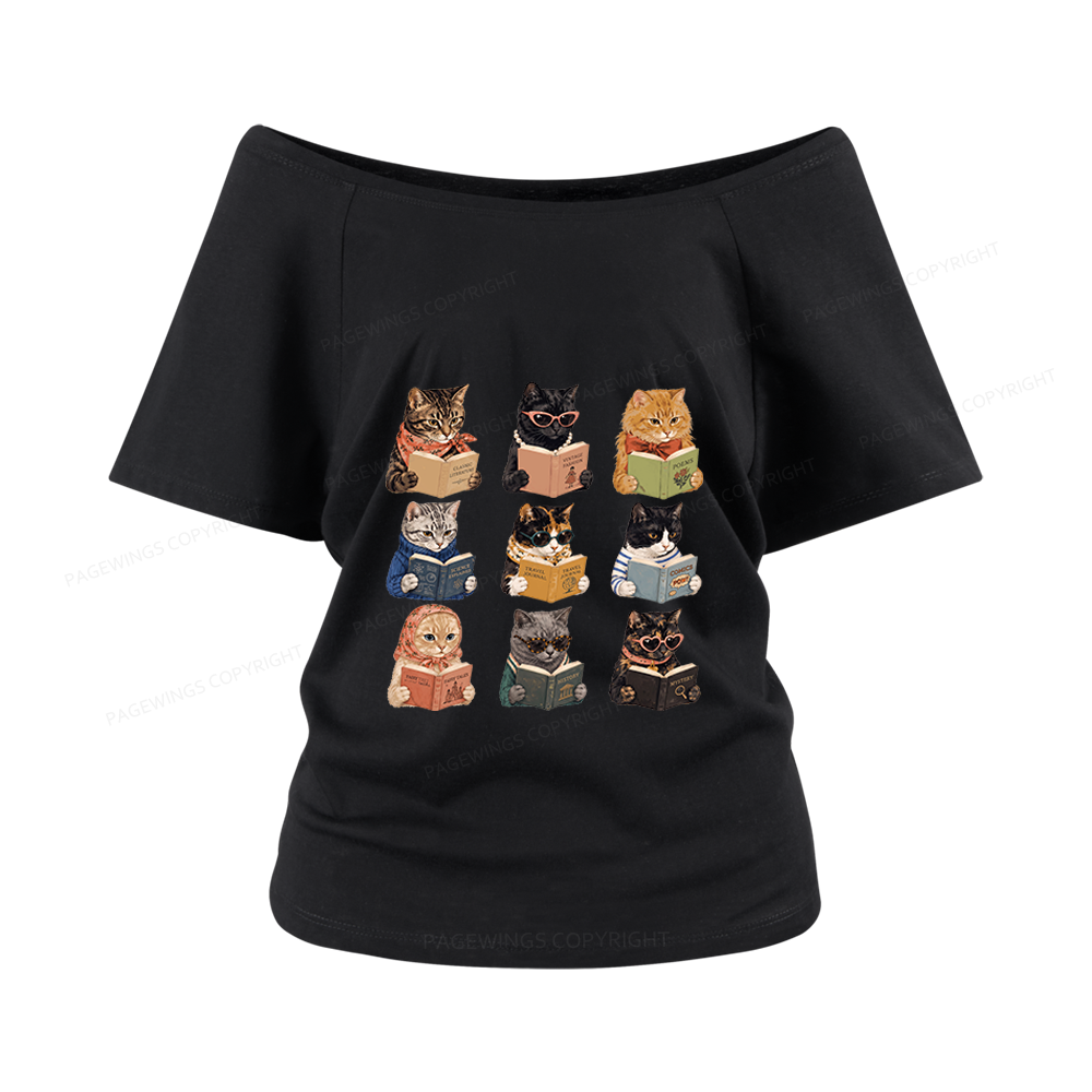 Pagewings Fashion Book Lover Women Off Shoulder T-shirts