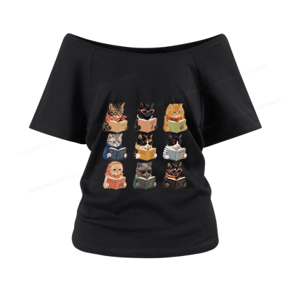 Pagewings Fashion Book Lover Women Off Shoulder T-shirts