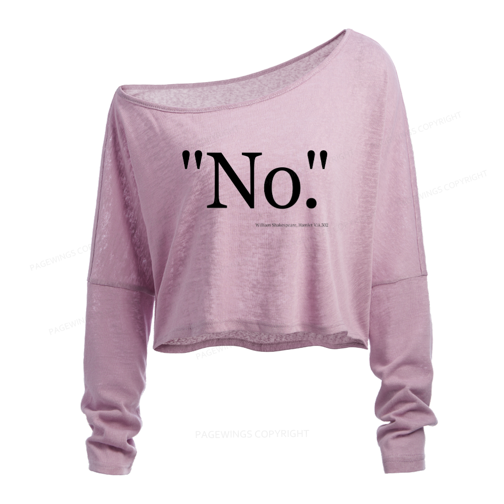 Pagewings Book Quote Slouchy Long Sleeve Off Shoulder T-shirt