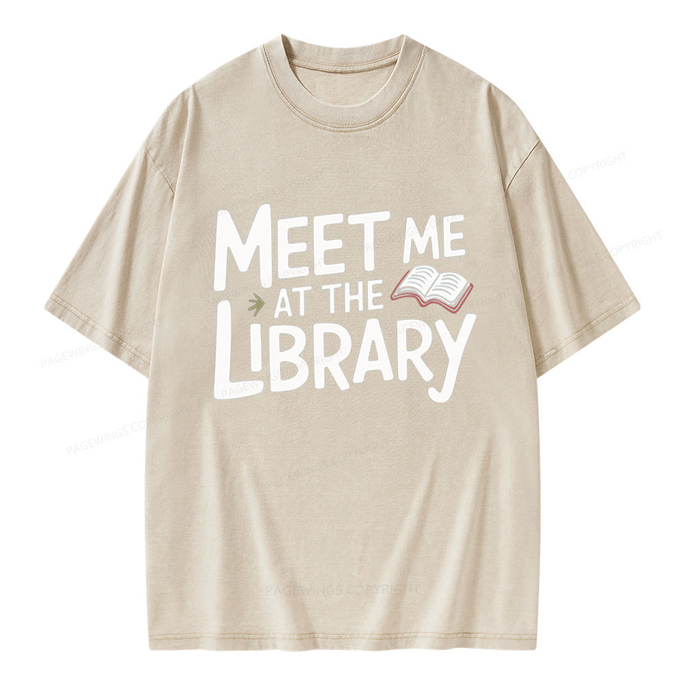 Pagewings Meet Me At The Library  Unisex Washed T-shirt