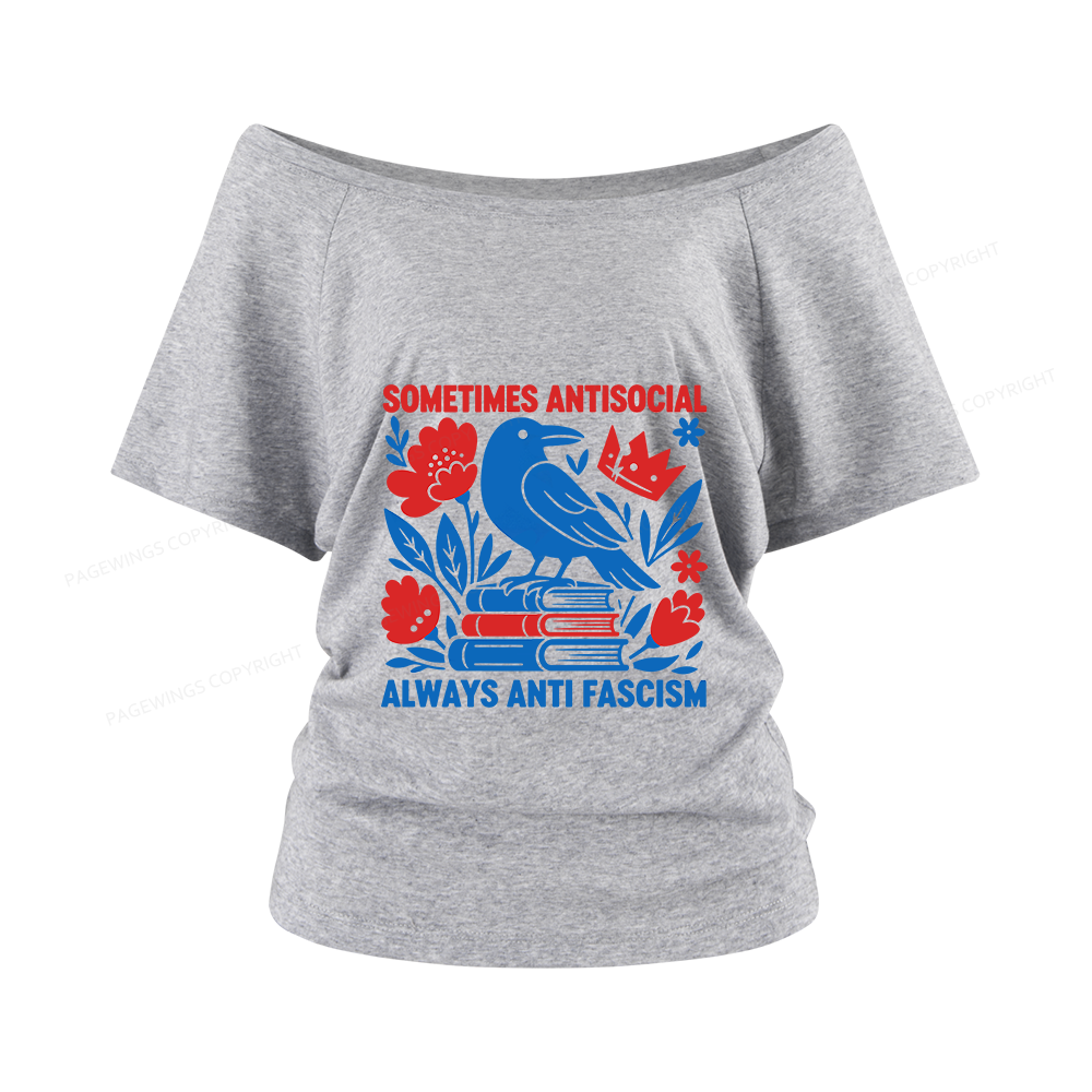 Pagewings Anti Fascism Women Off Shoulder T-shirts