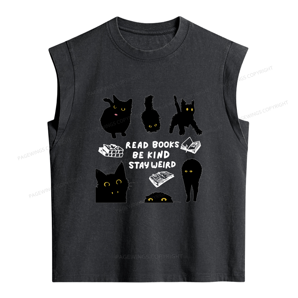 Pagewings Read Books Be Kind Stay Weird Women's Washed Tank Top
