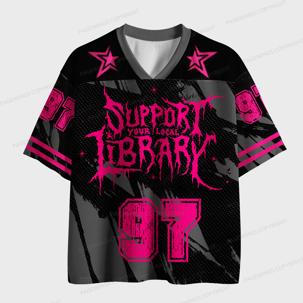 Pagewings Support Your Local Library Unisex Mesh Jersey