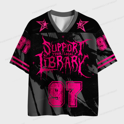 Pagewings Support Your Local Library Unisex Mesh Jersey