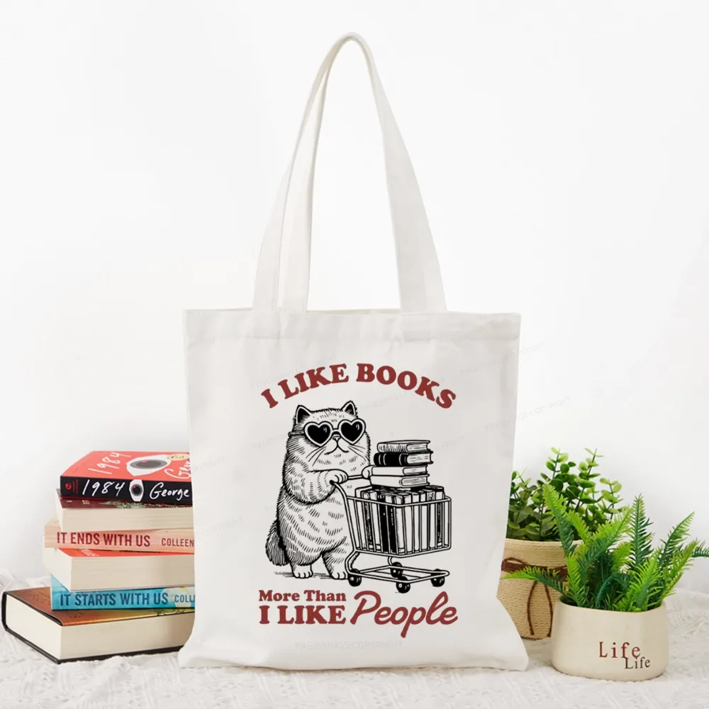 Pagewings I Like Books More Than I Like People Tote Bag