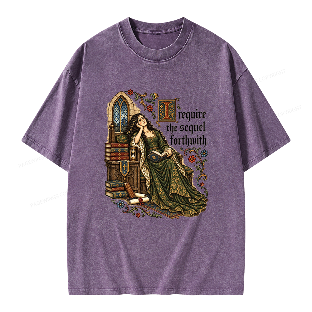 Pagewings Medieval Reading Unisex Washed T-shirt