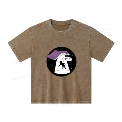 Pagewings Take Me Away Unisex Kids Washed T-shirt