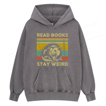 Pagewings  Read Books Stay Weird Unisex Washed Hoodie