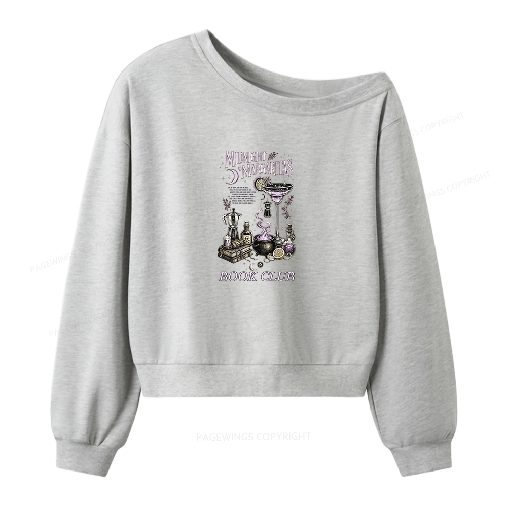 Pagewings Midnight Margaritas Book Club Women Off Shoulder Sweatshirt
