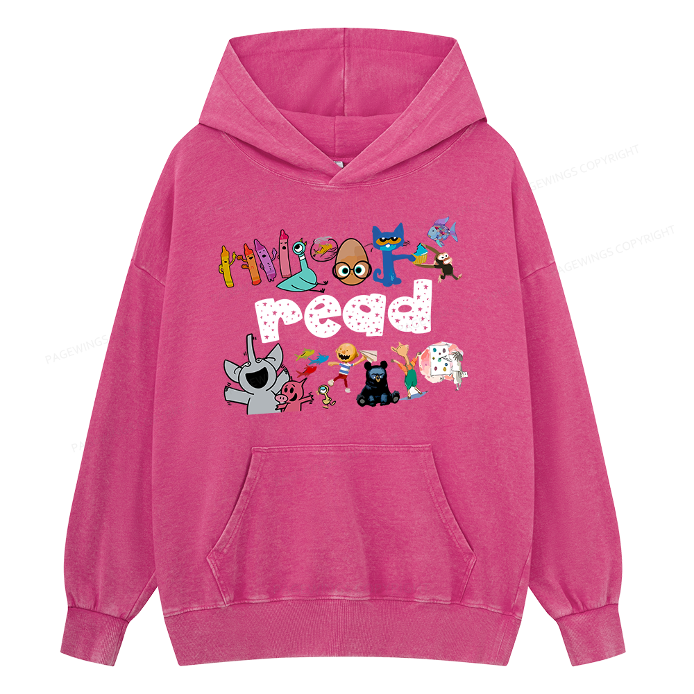 Pagewings Reading Bookish Unisex Washed Hoodie