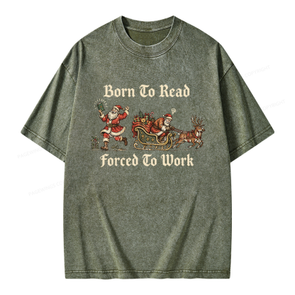 Pagewings Born To Read Forced To Work Unisex Washed T-shirt