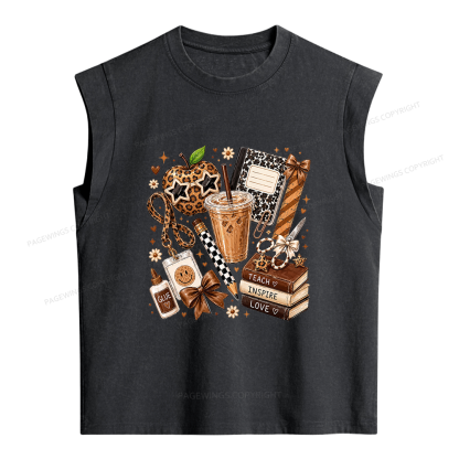 Pagewings Teacher Coffee Women's Washed Tank Top