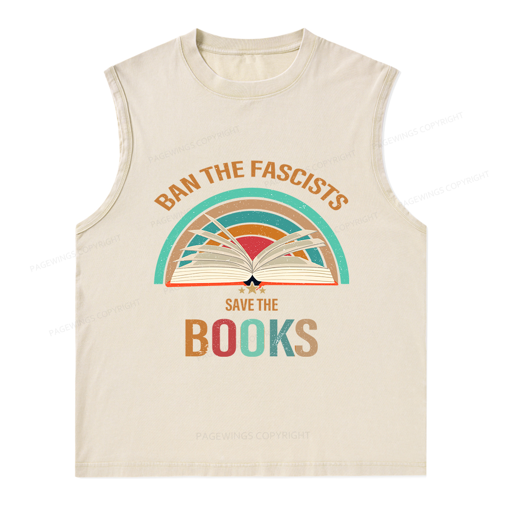 Pagewings Ban The Fascists Save The Books Unisex Washed Tank Top