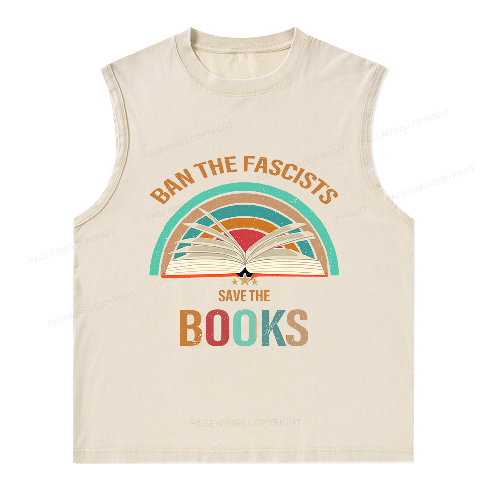 Pagewings Ban The Fascists Save The Books Unisex Washed Tank Top