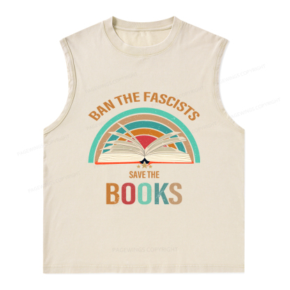 Pagewings Ban The Fascists Save The Books Unisex Washed Tank Top