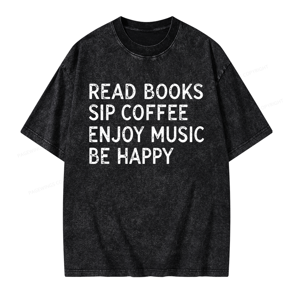 Pagewings Read Books Sip Coffee Unisex Washed T-shirt
