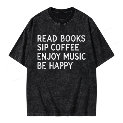 Pagewings Read Books Sip Coffee Unisex Washed T-shirt