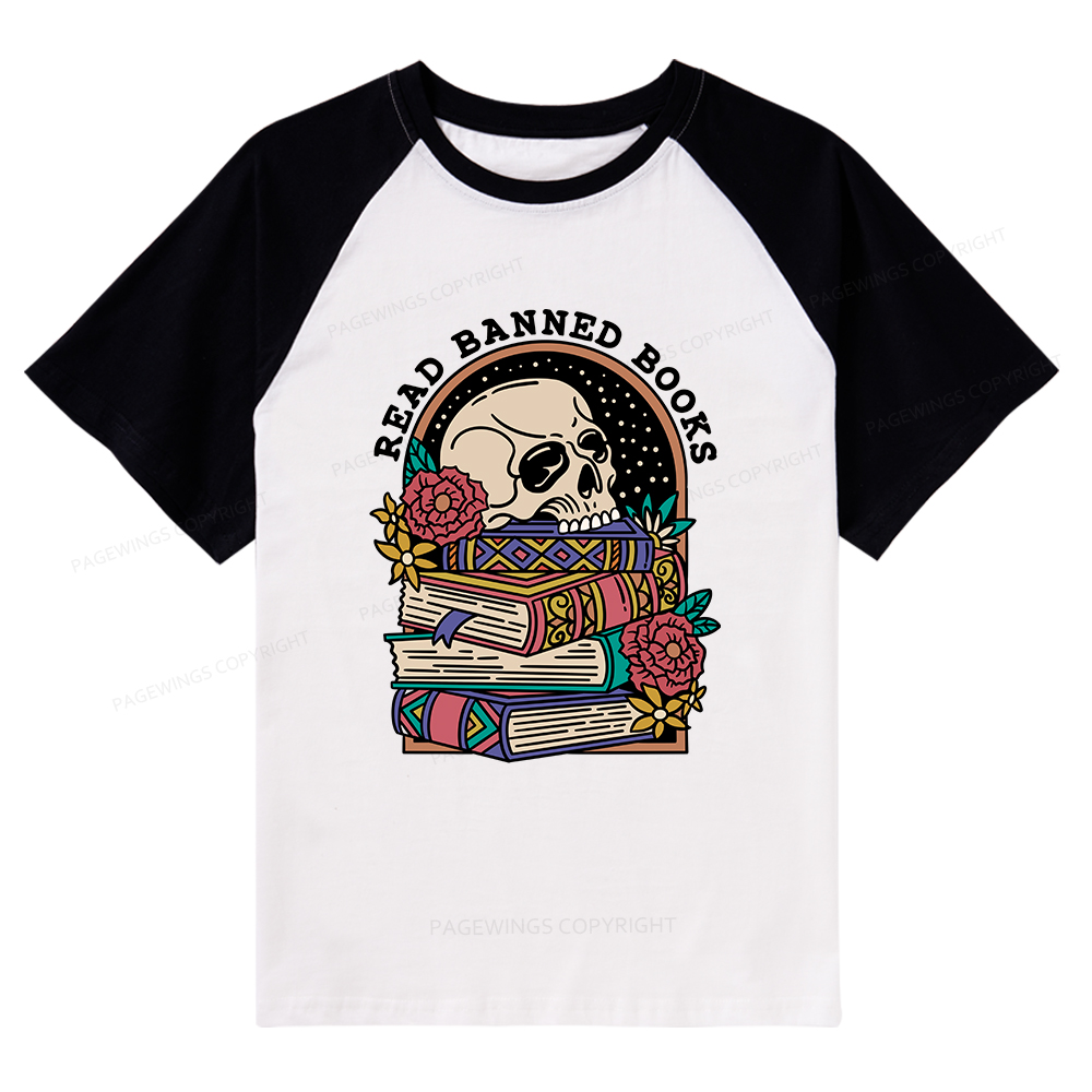 Pagewings Read Banned Book Floral Raglan T-shirt