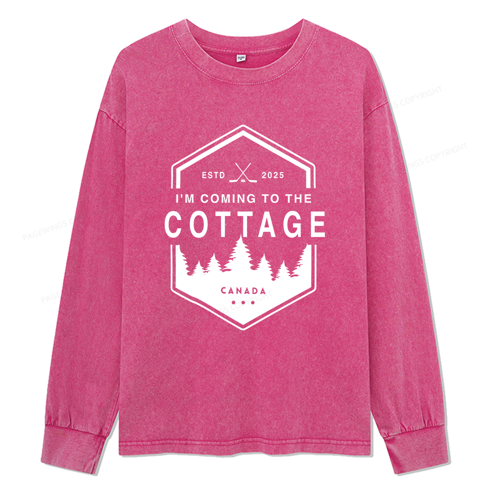 Pagewings Coming To The Cottage Unisex Washed Long Sleeve T-shirt
