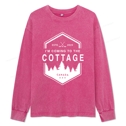 Pagewings Coming To The Cottage Unisex Washed Long Sleeve T-shirt