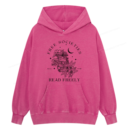 Pagewings Free Societies Read Freely Unisex Washed Hoodie