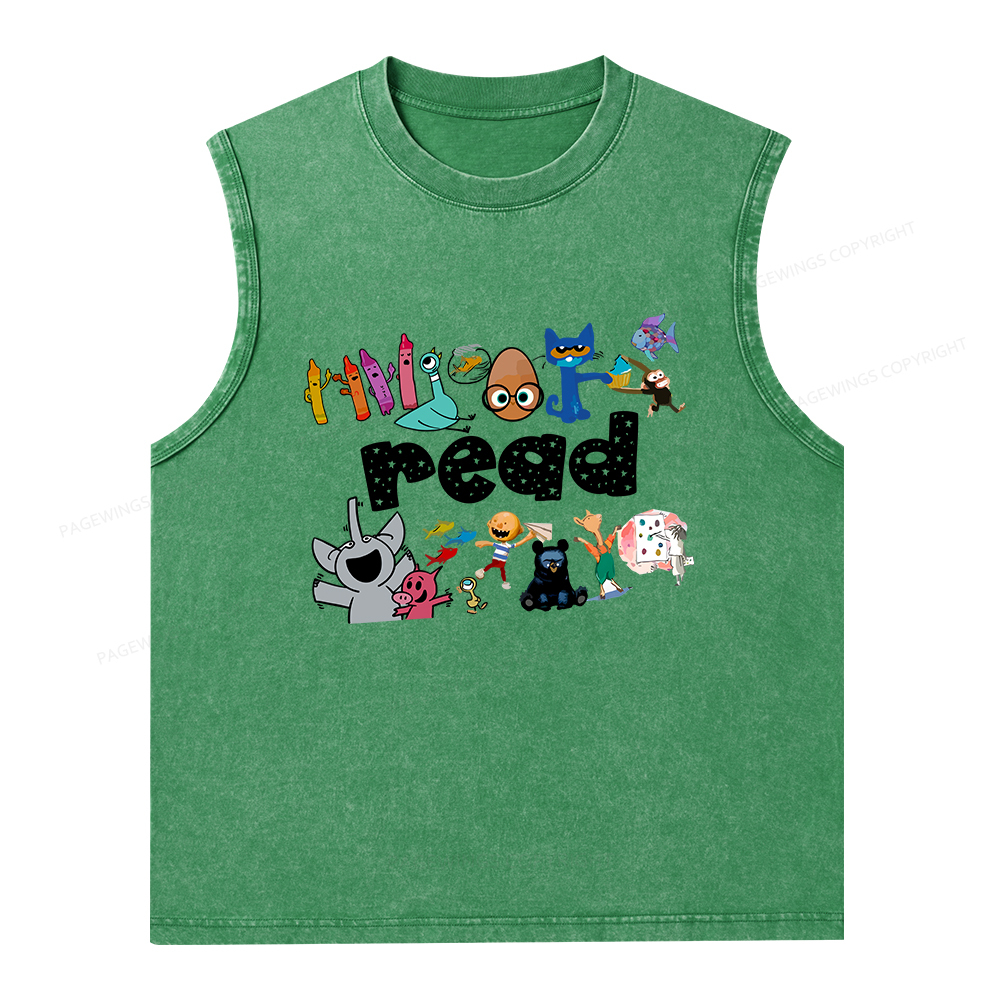 Pagewings Reading Bookish Unisex Washed Tank Top