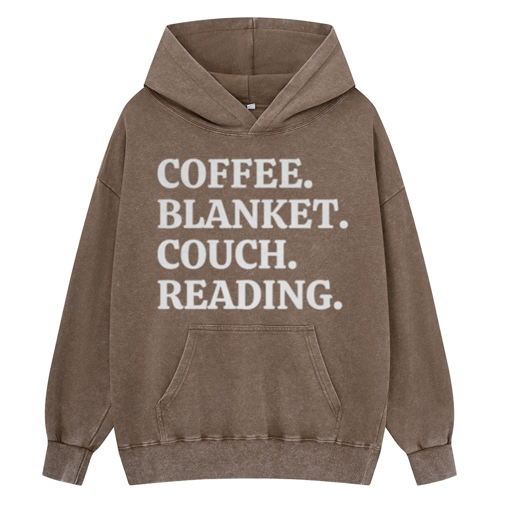 Pagewings Coffee Blanket Couch Reading Unisex Washed Hoodie