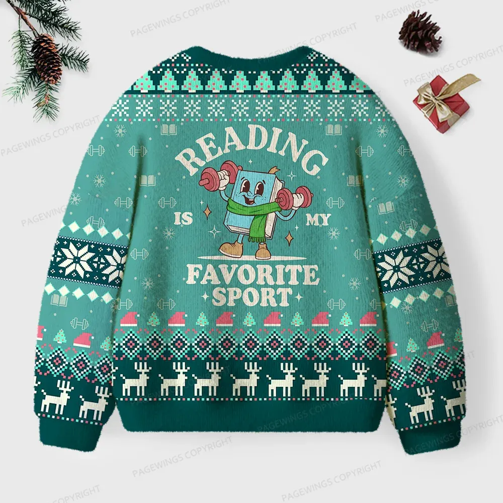 Pagewings Reading Is My Favorite Sport Unisex Ugly Knit Sweatshirt