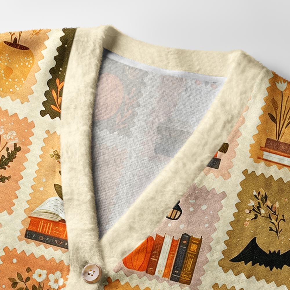 Pagewings Ghosts Love Reading Light Knit Unisex Cardigan Sweaters