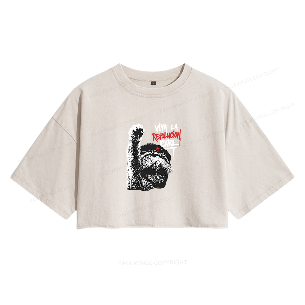 Pagewings Sci Fi Lover Women's Washed Cropped T-shirt