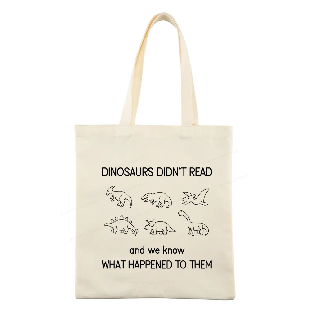 Pagewings Dinosaur Didn't Read Book Tote Bag
