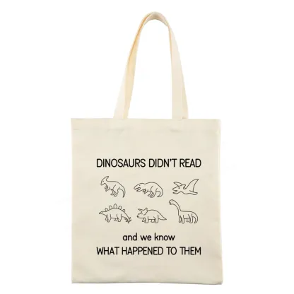 Pagewings Dinosaur Didn't Read Book Tote Bag