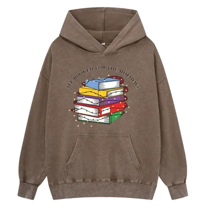 Pagewings Christmas All Booked For the Holidays Unisex Washed Hoodie