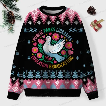 Pagewings Public Parks Libraries Education Broadcasting Unisex Ugly Knit Sweatshirt