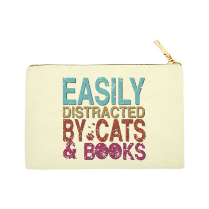 Pagewings Easily Distracted By Cats And Books Pouch