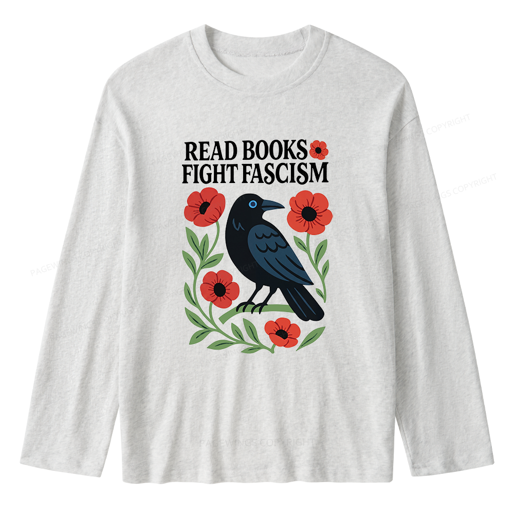Pagewings Read Books Fight Fascism Unisex Lightweight Long Sleeve T-Shirt