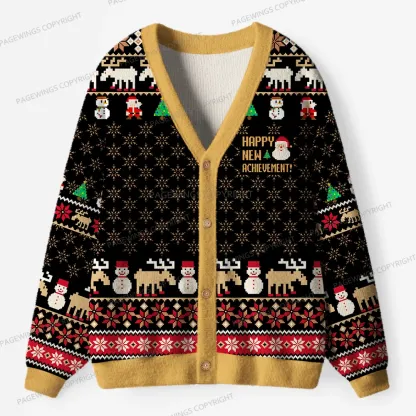 Pagewings Happy New Achievement Unisex Ugly Cardigan Sweaters