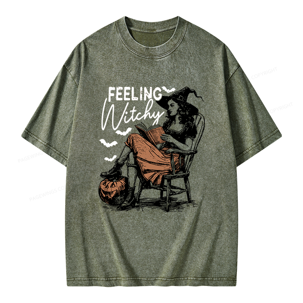 Pagewings Feeling Witchy Unisex Washed T-shirt