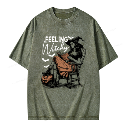 Pagewings Feeling Witchy Unisex Washed T-shirt