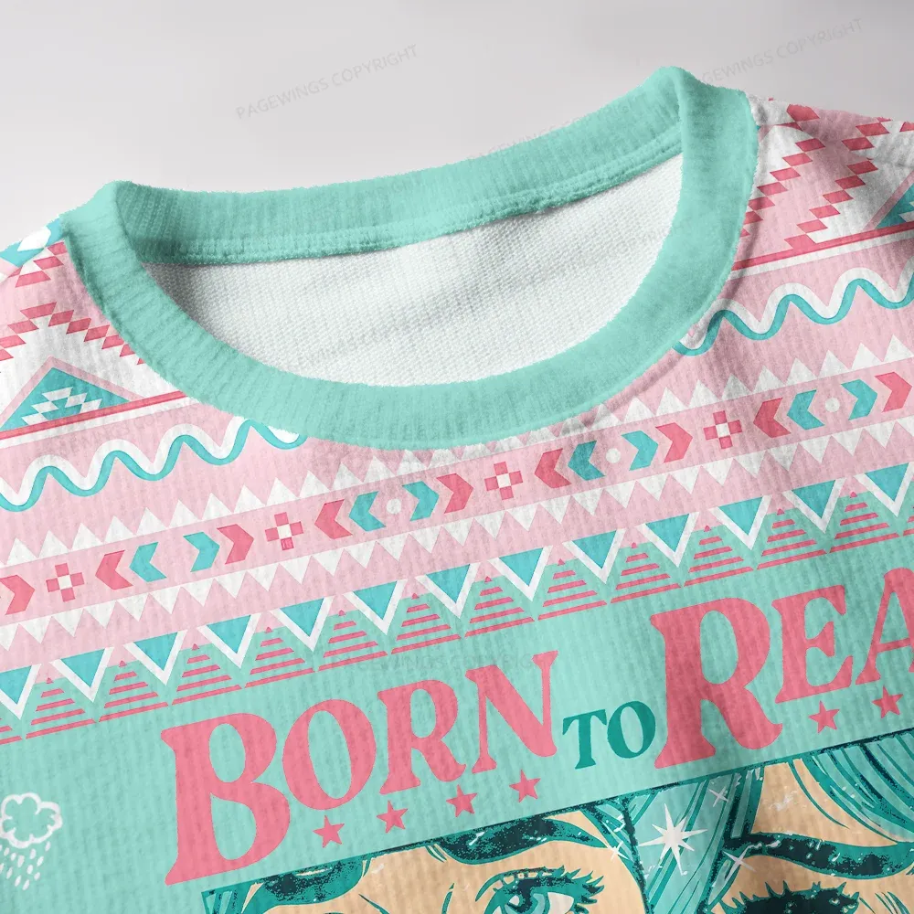 Pagewings Born To Read Forced To Work  Unisex Ugly Knit Sweatshirt