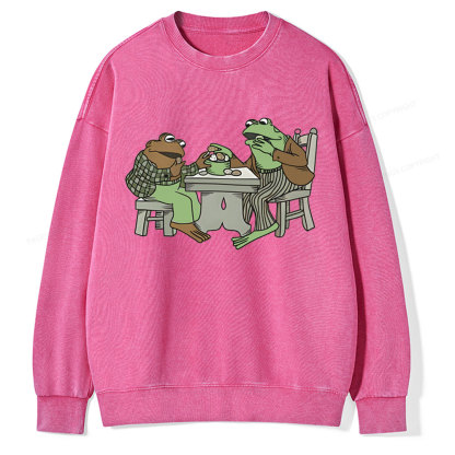 Pagewings frog & toad eat cookies Unisex Washed Sweatshirt