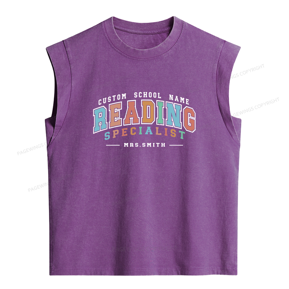 Pagewings Personalized Librarian Teacher Women's Washed Tank Top