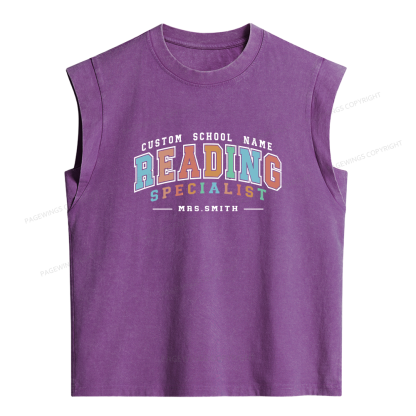 Pagewings Personalized Librarian Teacher Women's Washed Tank Top