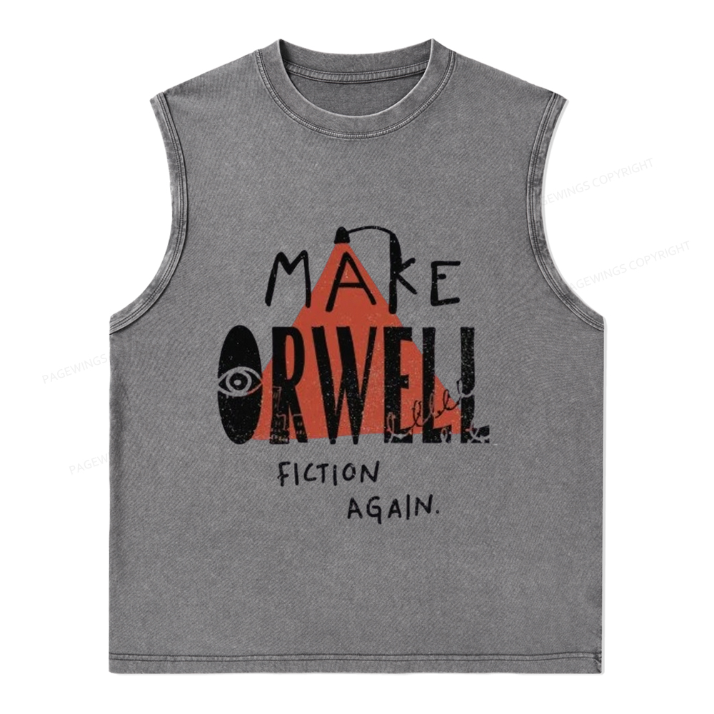 Pagewings Make Orwell Fiction Again Unisex Washed Tank Top