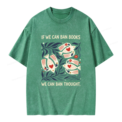 Pagewings If We Can Ban Books Unisex Washed T-shirt