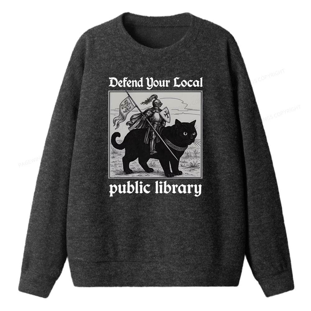Pagewings Defend Your Local public library Unisex Knit Sweatshirt