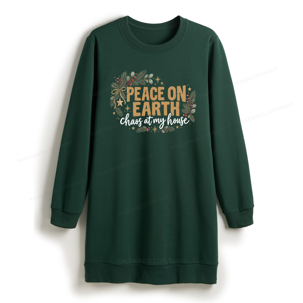 Pagewings Peace Earth Christmas Sweatshirt Dress