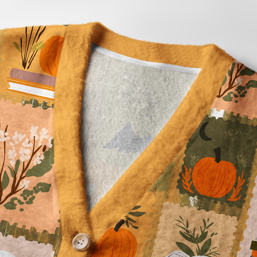 Pagewings Halloween Bookish Light Knit Unisex Cardigan Sweaters