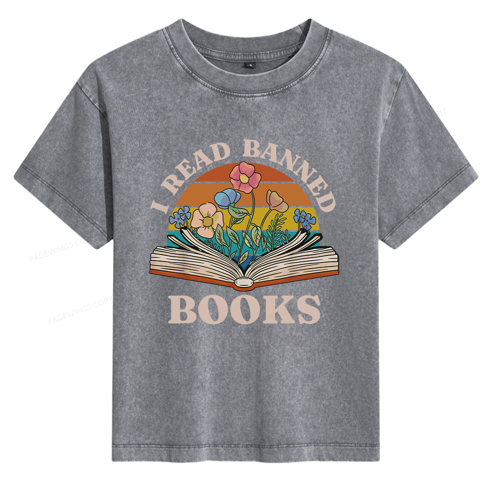 Pagewings I Read Banned Books Women's Washed T-shirt