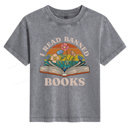 Pagewings I Read Banned Books Women's Washed T-shirt